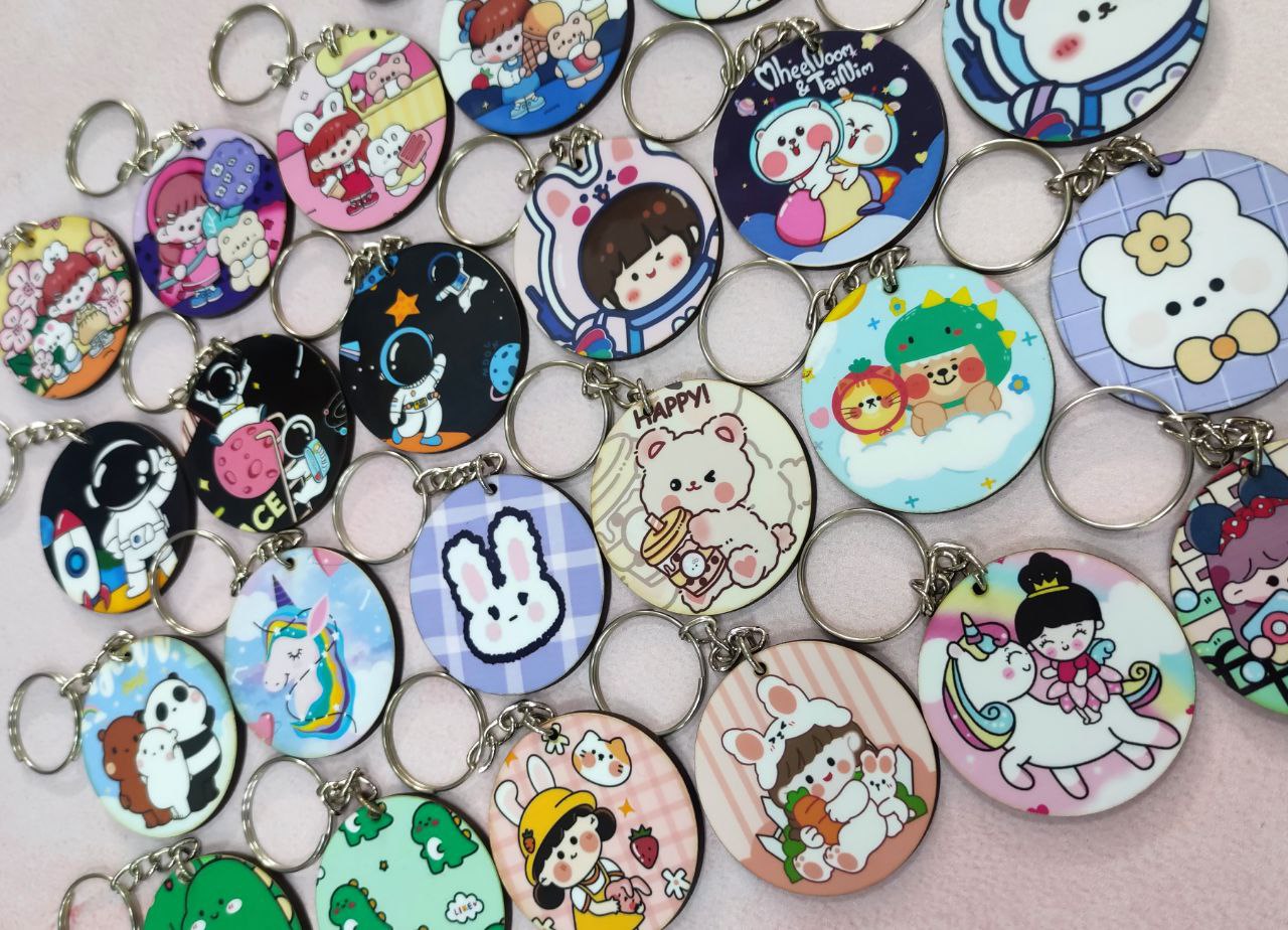 آویز کلید گرد چوبی ۵ سانتی